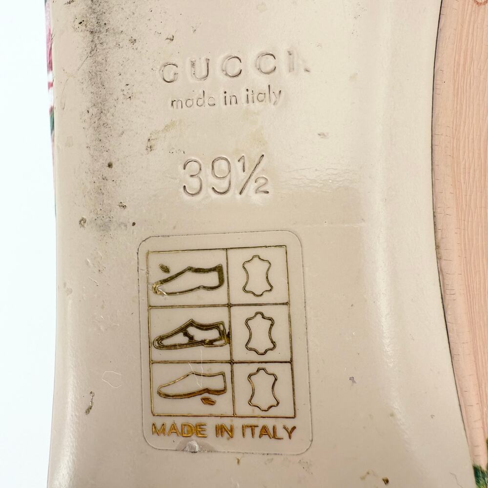 GUCCI Calfskin Blooms Print Ballet Flats EU 39.5 US 9.5 Pink Apricot Multicolor - Picture 8 of 10